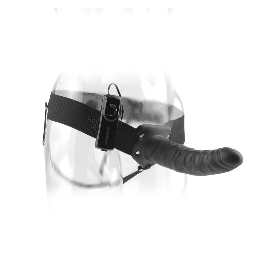 FETISH FANTASY SERIE - 19 CM VIBRERENDE HULE STRAP-ON SORT