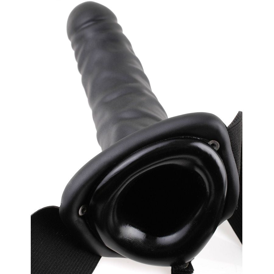 FETISH FANTASY SERIE - 19 CM VIBRERENDE HULE STRAP-ON SORT