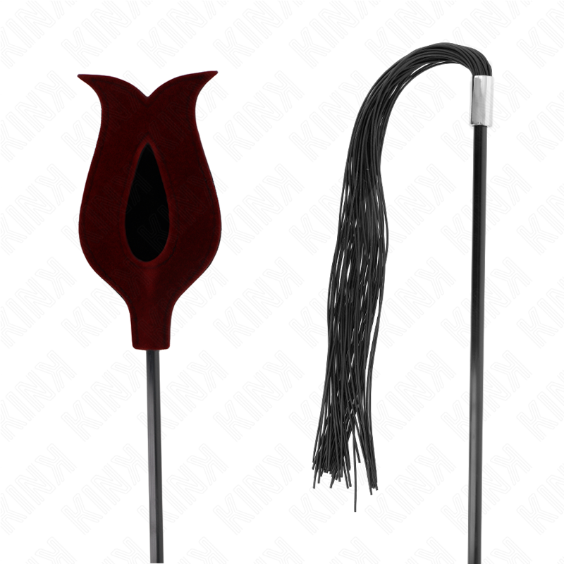 KINK - ROSEFORMET SILIKONE PISK MED KVASTER 45 CM