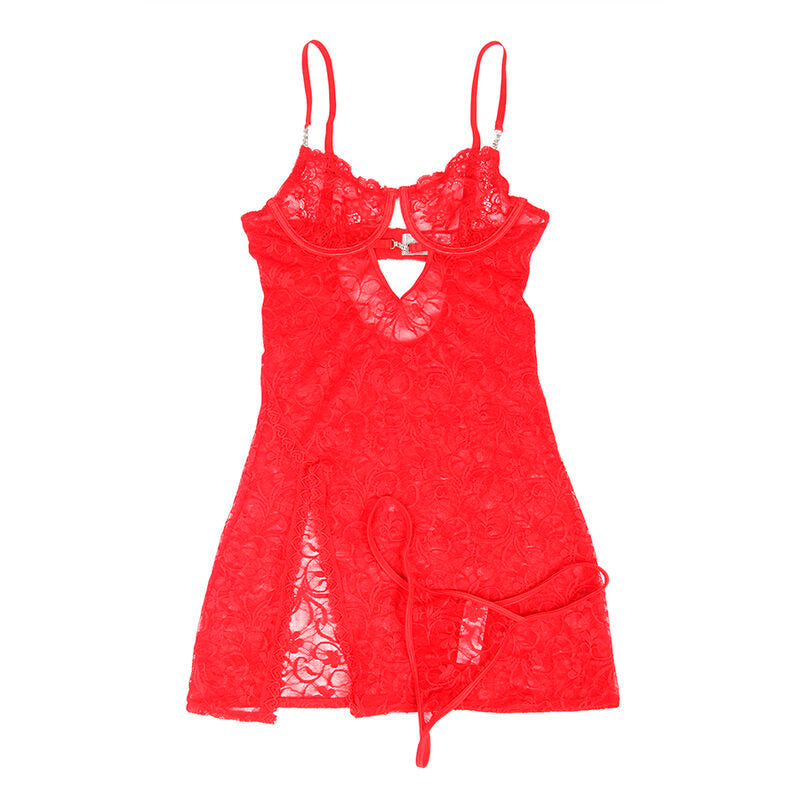 SUBBLIME - 954215 BLONDE BABYDUKKEN MED JUSTERBARE STROPPER RØD L/XL