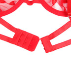 SUBBLIME - 954321 HEART PRINT BRA + THONG + GARTER BELT RED S/M