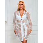 SUBBLIME - 954369 LANGÆRMET NATKJOLE MED BLOMSTERDESIGN HVID S/M