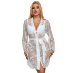 SUBBLIME - 954376 LANGÆRMET NATKJOLE MED BLOMSTERDESIGN HVID L/XL