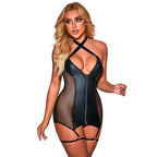 SUBBLIME - 954444 SEXY MESH DRESS LEATHER BLACK S/M