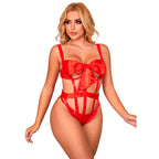 SUBBLIME - 954468 SEXY ÅBEN BODY MED SLØYFE RØD S/M