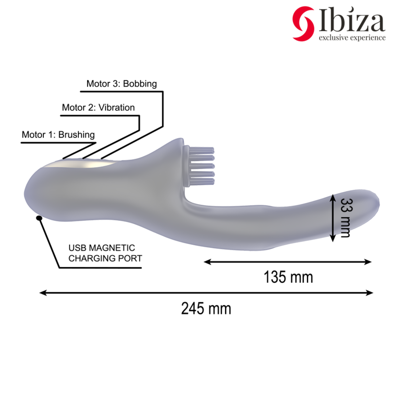 IBIZA - HI-TECH RABITT BØRSTENDE MULTICELLE KLITORIAL OG DOBBELT BØLGEVIBRATOR