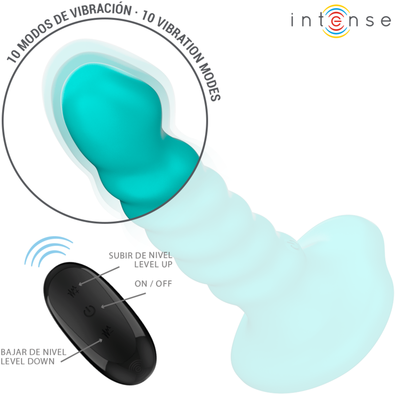 INTENS - BUFFY VIBRATOR STØRRELSE S SPIRALDESIGN 10 VIBRATIONER BLÅ FJERNBETJENING