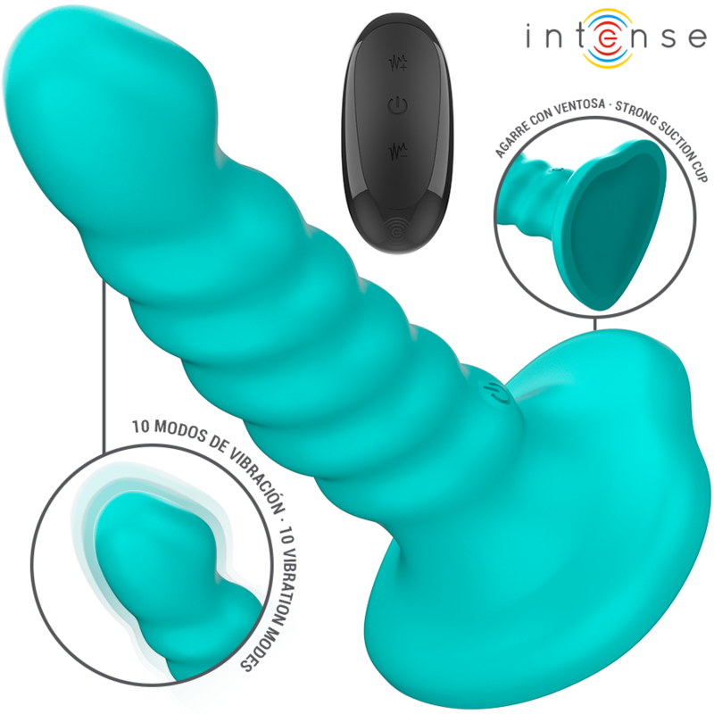 INTENS - BUFFY VIBRATOR STØRRELSE S SPIRALDESIGN 10 VIBRATIONER BLÅ FJERNBETJENING