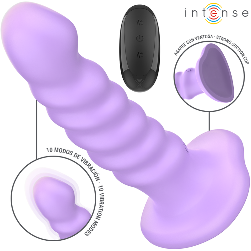 INTENS - BRENDA VIBRATOR STØRRELSE M SPIRALDESIGN 10 VIBRATIONER LILLA FJERNBETJENING