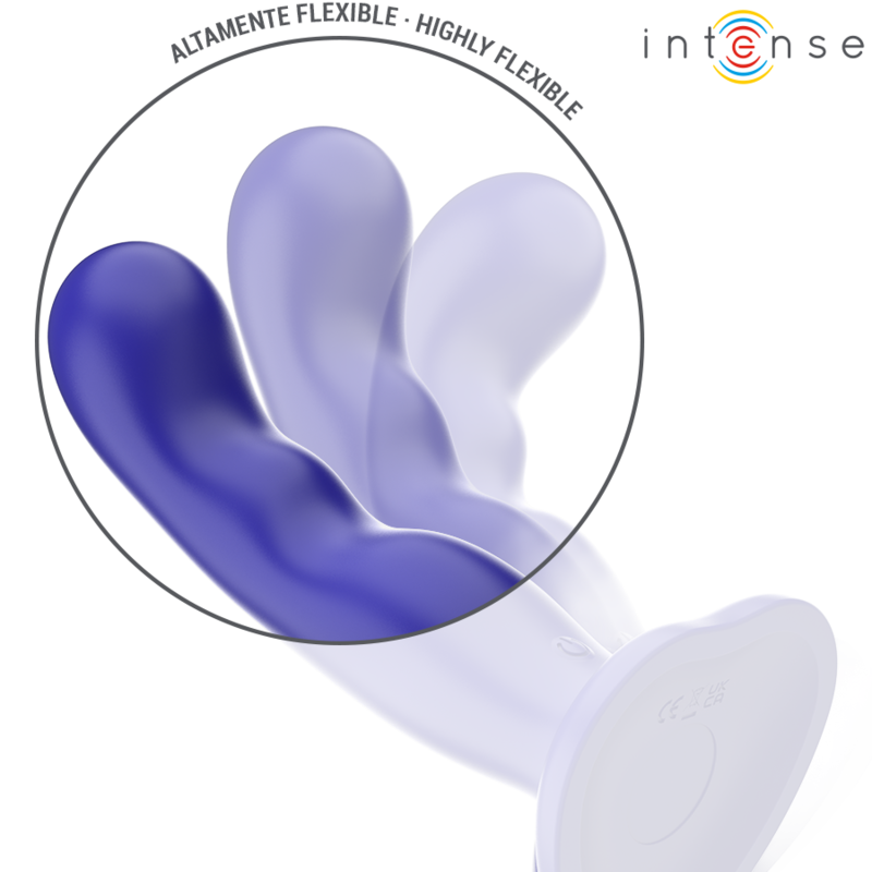 INTENS - KORT VIBRATOR MED SUGEKOP BLÅ FJERNBETJENING
