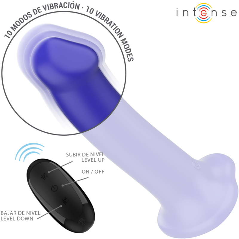 INTENSE - VICTORIA VIBRATOR MED SUGEKOP 10 VIBRATIONER MØRKEBLÅ FJERNBETJENING