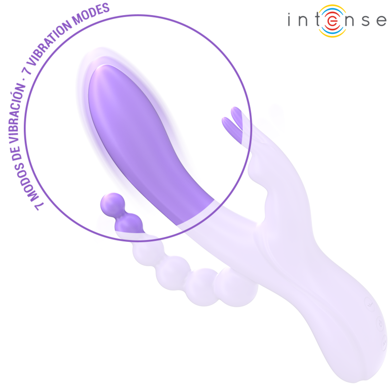 INTENSE - MIKO TRIPLE VIBRATOR KANIN & STIMULATOR & ANAL 7 VIBRATIONER LILLA