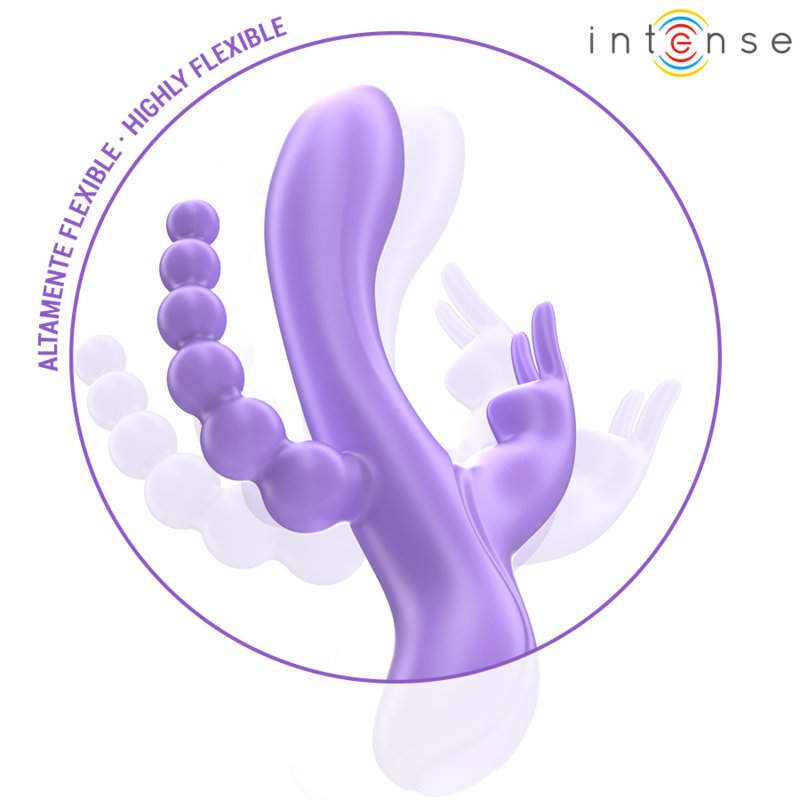 INTENSE - MIKO TRIPLE VIBRATOR KANIN & STIMULATOR & ANAL 7 VIBRATIONER LILLA