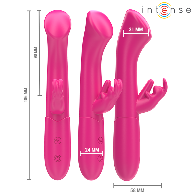 INTENSE - JULIETA KANINVIBRATOR 18,6 CM 10 VIBRATIONER LYSERØD
