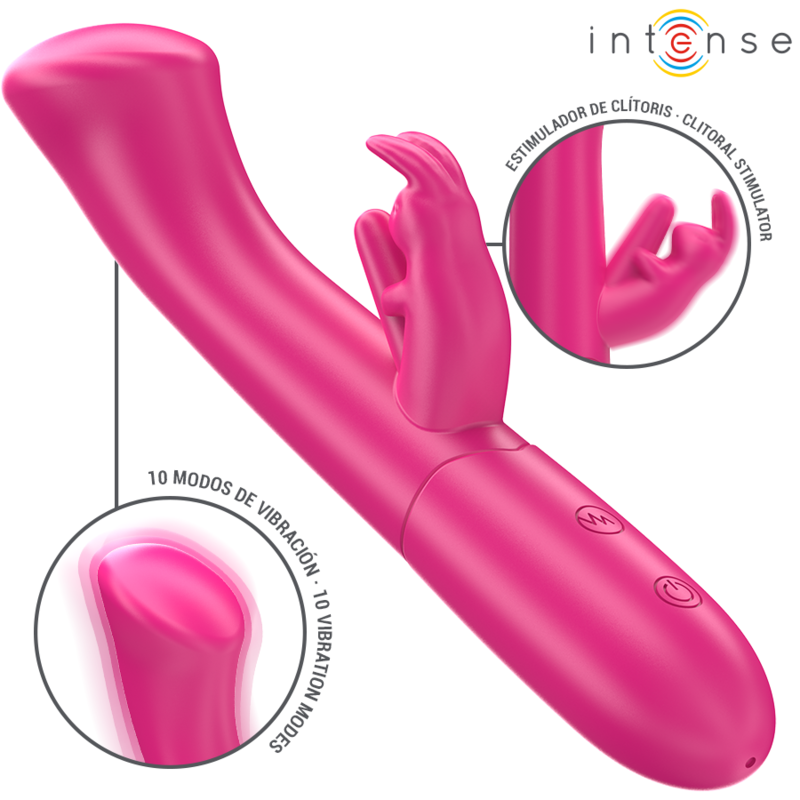 INTENSE - JULIETA KANINVIBRATOR 18,6 CM 10 VIBRATIONER LYSERØD