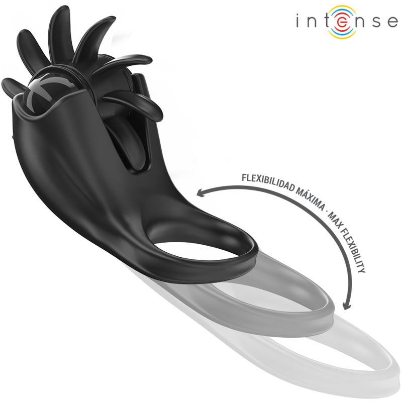 INTENSE - MABEL VIBRERINGSRING 10 VIBRATIONER MED KLITORISSTIMULATOR SORT