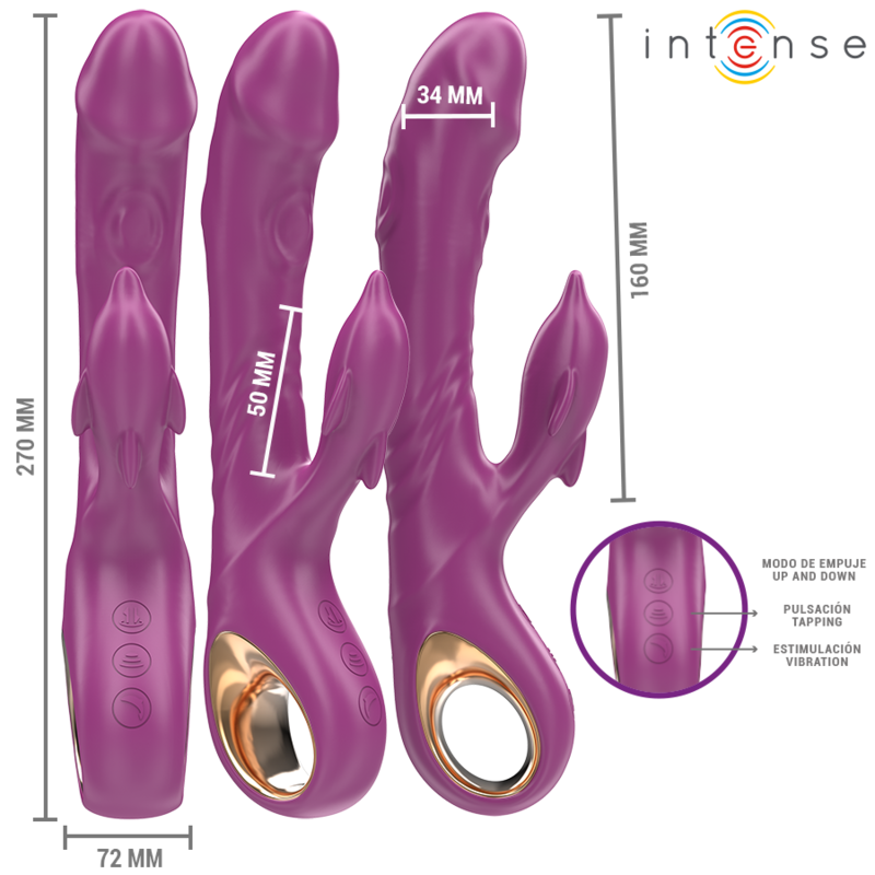 INTENSE - HALLE MULTIFUNKTIONSVIBRATOR MED DELFINSTIMULERENDE TUNGE LILLA