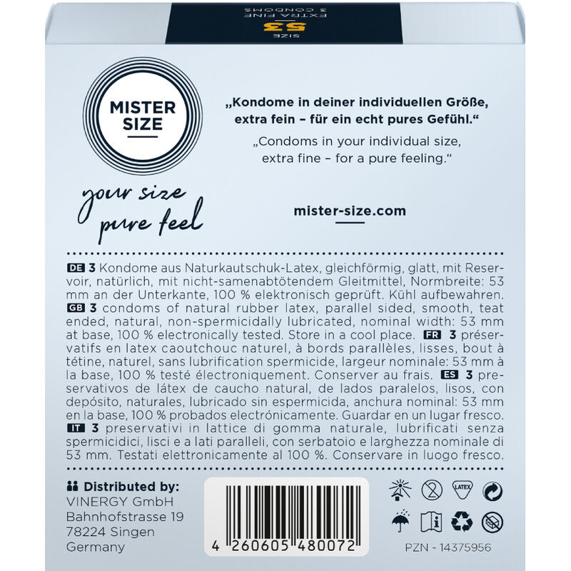 MISTER SIZE - KONDOMSTØRRELSE M 53 MM (3 ENHEDER)