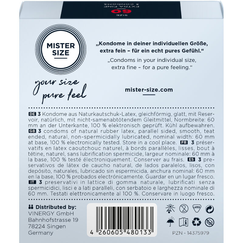 MISTER SIZE - KONDOMSTØRRELSE XL 60 MM (3 ENHEDER)