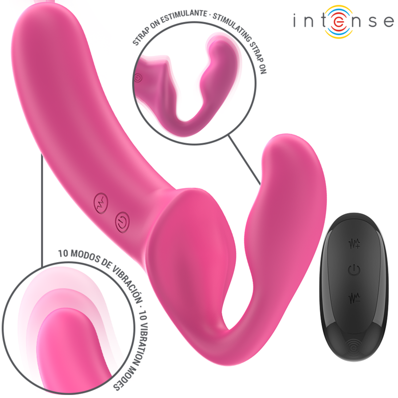 INTENSE - AMY DOBBELTVIBRATOR 20 CM LYSERØD FJERNBETJENING