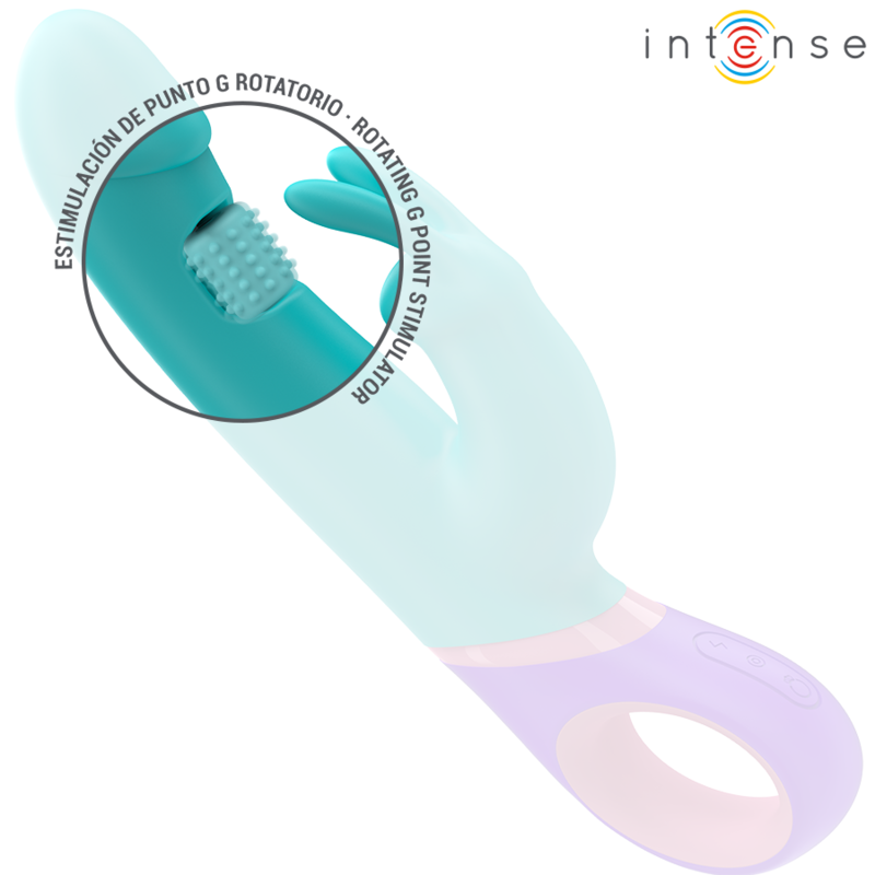 INTENSE - MONICA KANINVIBRATOR MED ROTERENDE G-PUNKT STIMULATOR BLÅ