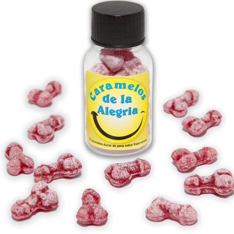 DIABLO PICANTE - 12 PENISFORMEDE GLÆDESLIK JORDBÆR/KIRSEBÆR