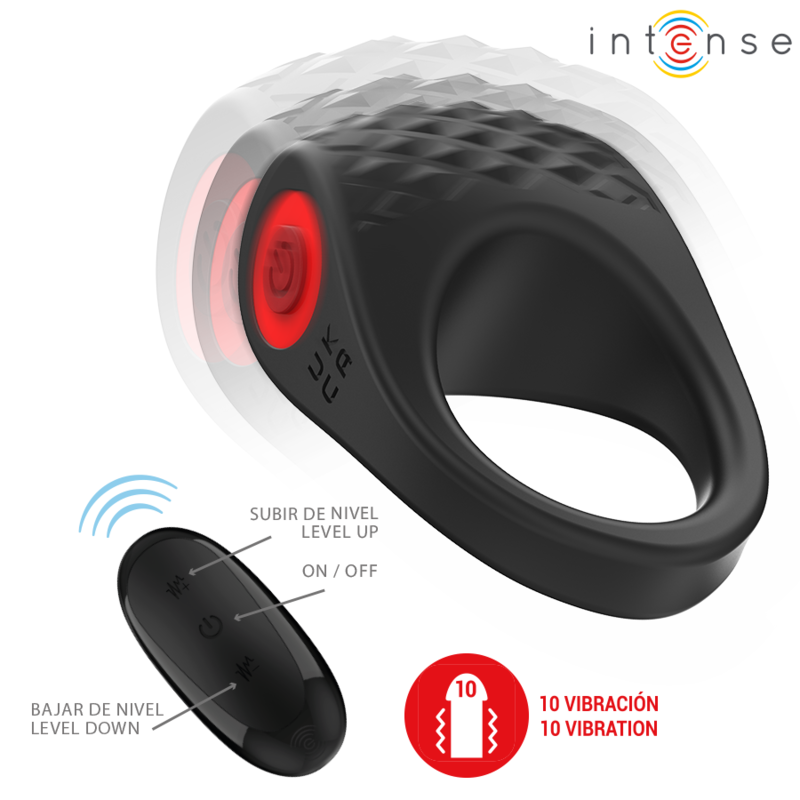 INTENSE - CLOVER VIBRATOR PENIS RING 10 VIBRATIONER SORT