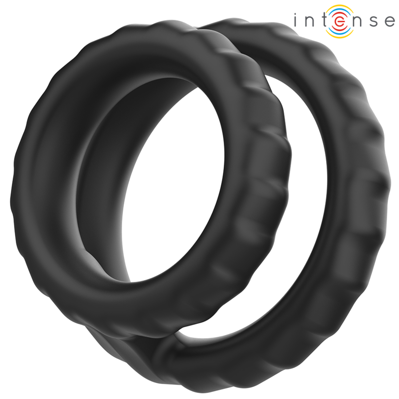 INTENSE - DEWEY DOBBELT SILIKONE PENIS RING SORT MODEL 2