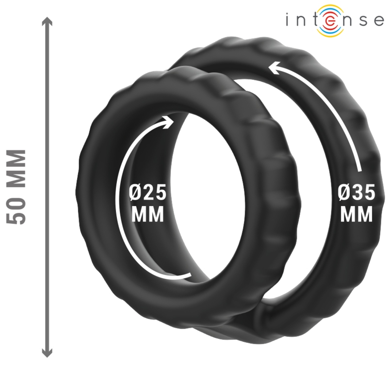 INTENSE - DEWEY DOBBELT SILIKONE PENIS RING SORT MODEL 2