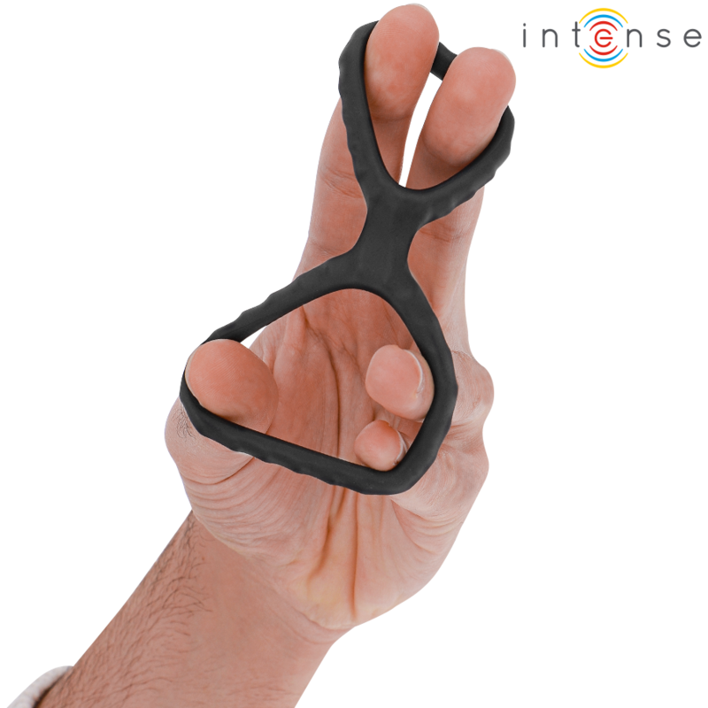 INTENSE - DEWEY DOBBELT SILIKONE PENIS RING SORT MODEL 2