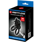 PRETTY LOVE - PASSIONATE RING DOBBELT VIBRERENDE RING + KLITORISSTIMULATOR SORT