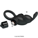 PRETTY LOVE - VIBRERINGSRING + KANINKLITORISSTIMULATOR 10 VIBRATIONER SORT