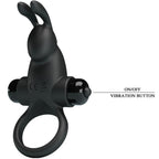 PRETTY LOVE - VIBRERINGSRING + KANINKLITORISSTIMULATOR 10 VIBRATIONER SORT