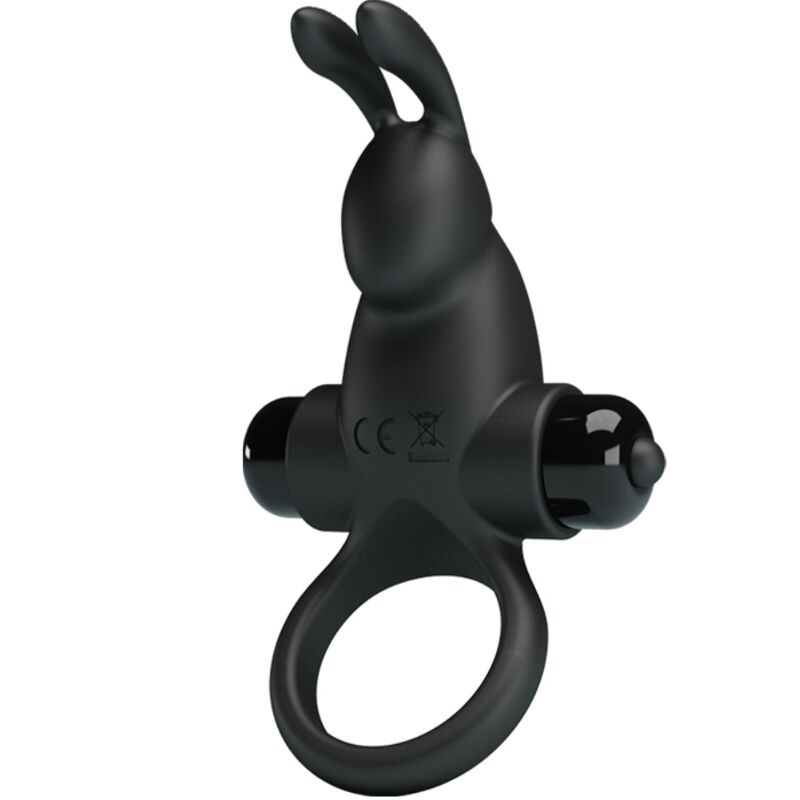 PRETTY LOVE - VIBRERINGSRING + KANINKLITORISSTIMULATOR 10 VIBRATIONER SORT