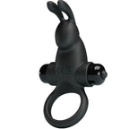 PRETTY LOVE - VIBRERINGSRING + KANINKLITORISSTIMULATOR 10 VIBRATIONER SORT