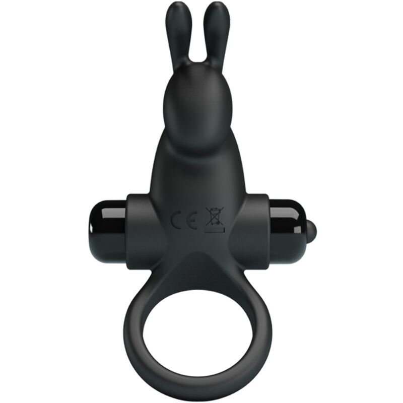 PRETTY LOVE - VIBRERINGSRING + KANINKLITORISSTIMULATOR 10 VIBRATIONER SORT