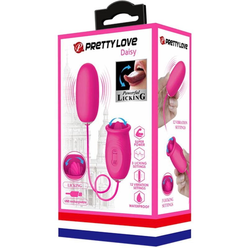 PRETTY LOVE - DAISY VIBRERENDE ÆG + KLITORIS STIMULERENDE TUNGE PINK