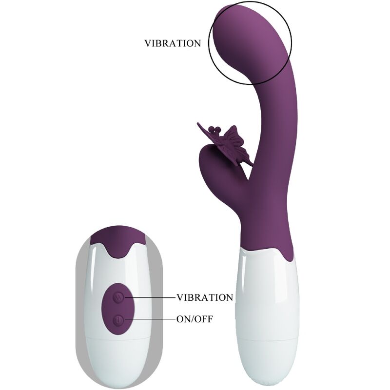 PRETTY LOVE - BUTTERFLY KISS KANINVIBRATOR & G-PUNKT STIMULATOR LILLA