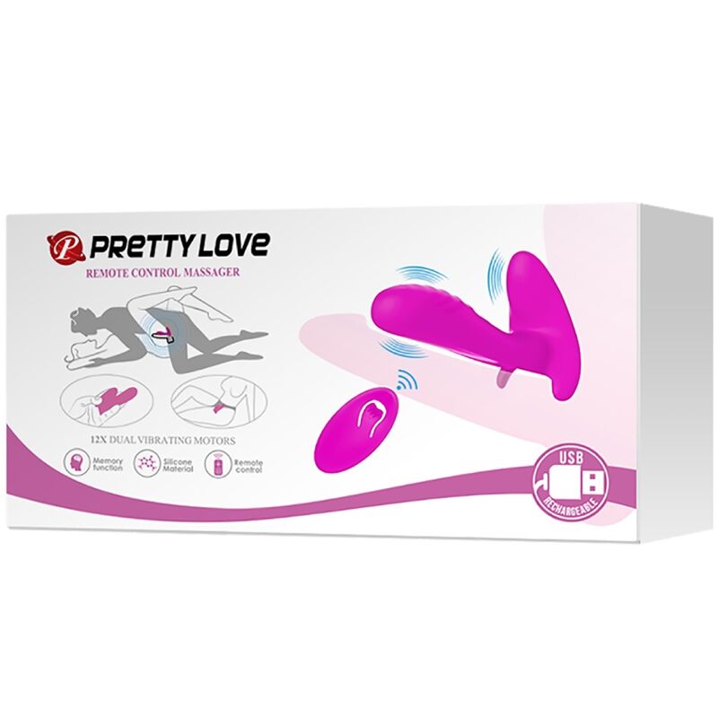 PRETTY LOVE - MASSAGEAPPARAT & VIBRATOR 12 VIBRATIONER FJERNBETJENING LILLA