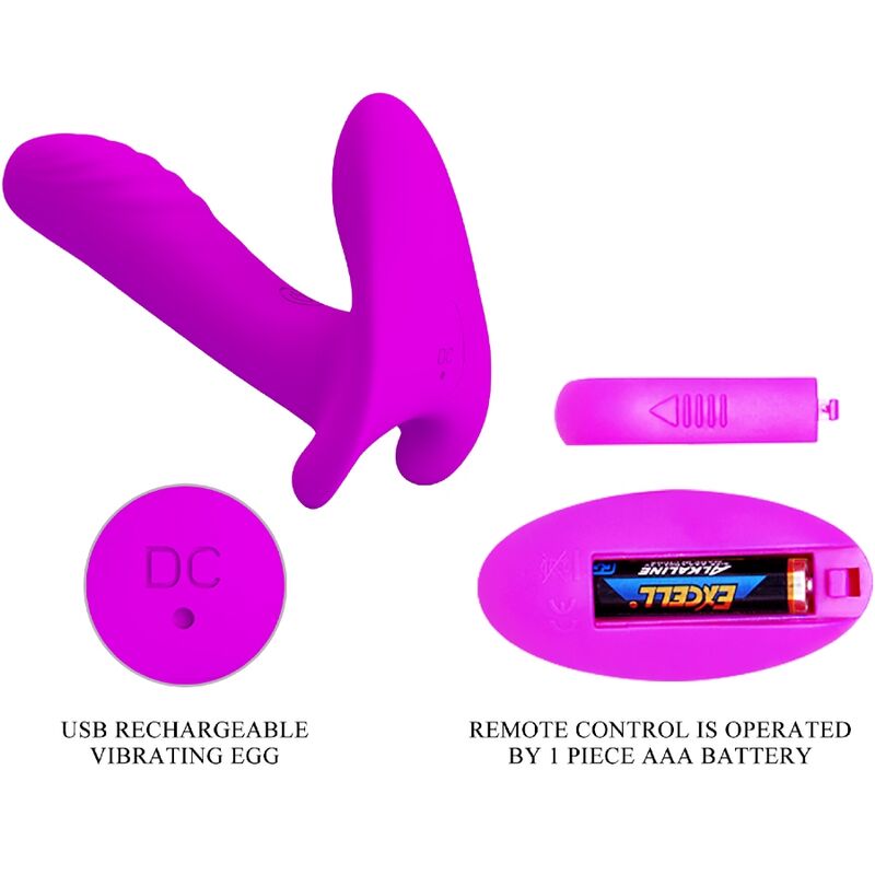 PRETTY LOVE - MASSAGEAPPARAT & VIBRATOR 12 VIBRATIONER FJERNBETJENING LILLA