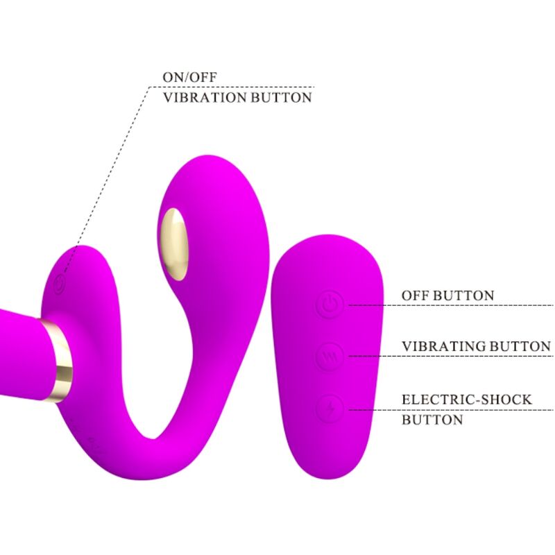 PRETTY LOVE - THUNDERBIRD DOBBELT STRAP-ON VIBRATOR FJERNBETJENING LILLA