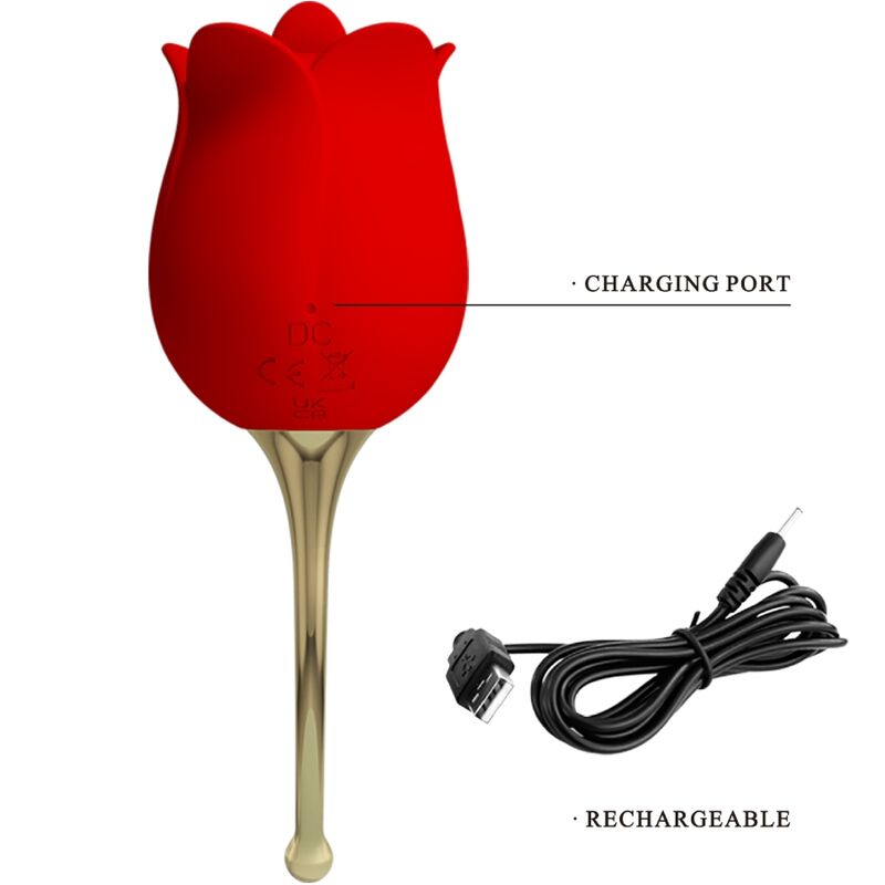 PRETTY LOVE - ROSE LOVER ROSE KLITORIS STIMULATOR 12 VIBRATIONER RØD
