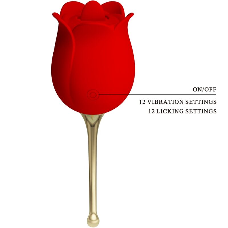 PRETTY LOVE - ROSE LOVER ROSE KLITORIS STIMULATOR 12 VIBRATIONER RØD