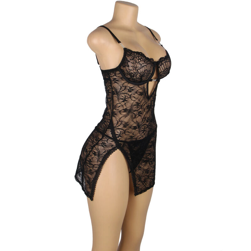 SUBBLIME - 954185 BLONDE BABYDUKKEN MED JUSTERBARE STROPPER SORT S/M