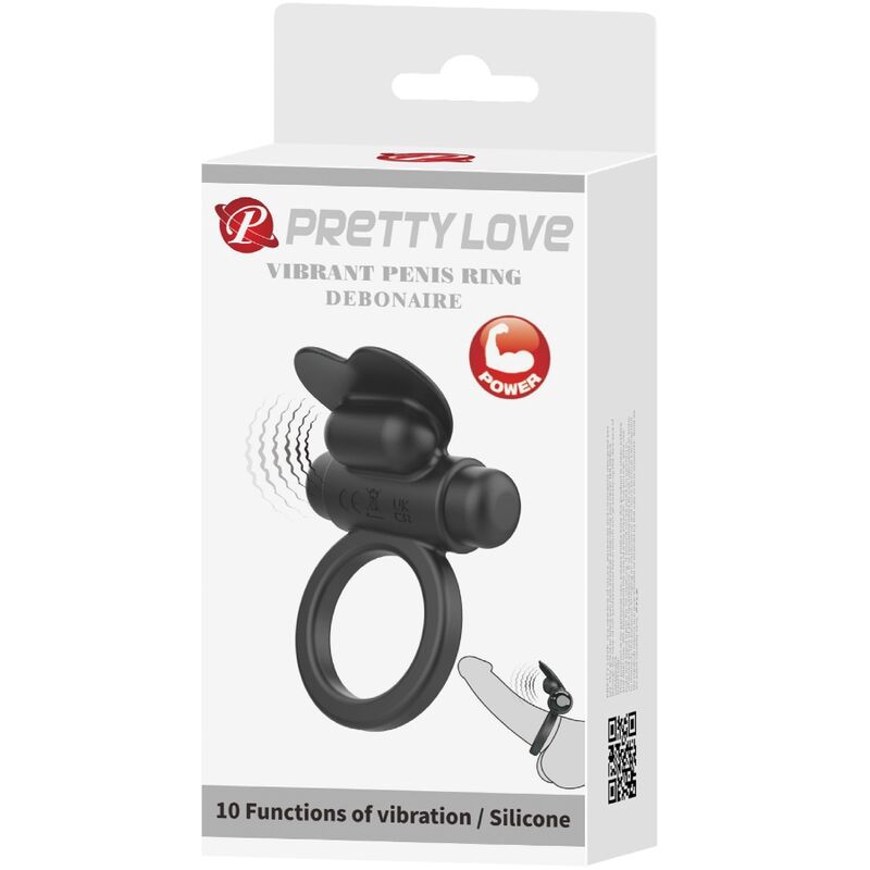 PRETTY LOVE - DEBONAIRE VIBRERINGSRING KANIN 10 VIBRATIONER SORT