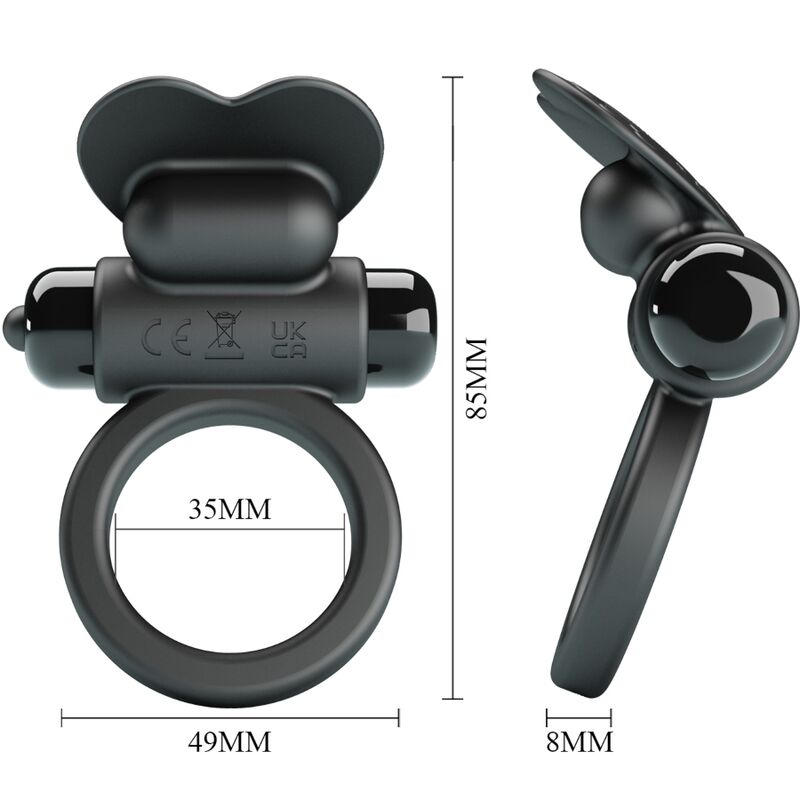 PRETTY LOVE - DEBONAIRE VIBRERINGSRING KANIN 10 VIBRATIONER SORT