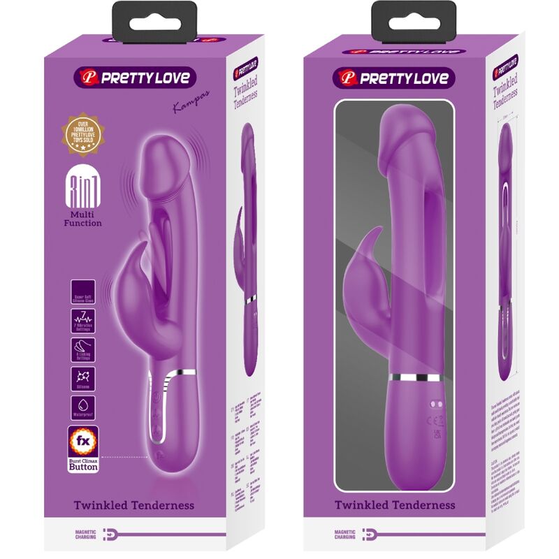 PRETTY LOVE - KAMPAS 3 I 1 MULTIFUNKTIONS KANINVIBRATOR LILLA