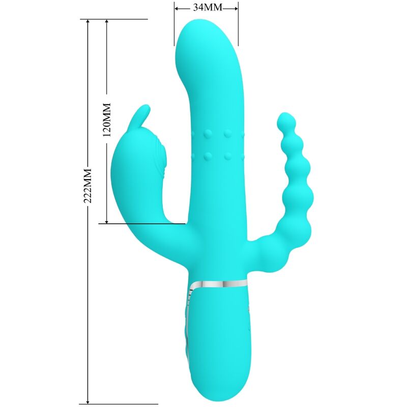 PRETTY LOVE - CAMMY 4 I 1 MULTIFUNKTIONS TRIPPEL KANINVIBRATOR BLÅ