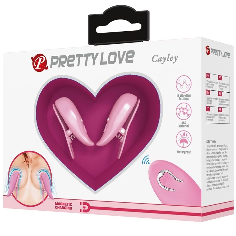 PRETTY LOVE - CAILEY BRYSTVORTEKLEMMER 10 VIBRATIONER FJERNBETJENING PINK