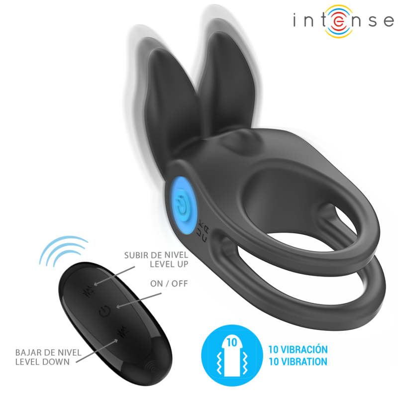 INTENSE - SAM VIBRATOR DOBBELT PENIS RING 10 VIBRATIONER SORT
